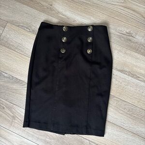 Black Double-Button Pencil Skirt